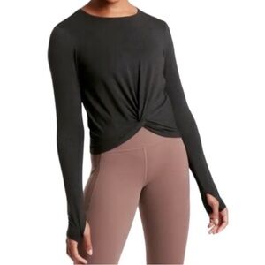 Athleta Black Long Sleeve Twist Top
